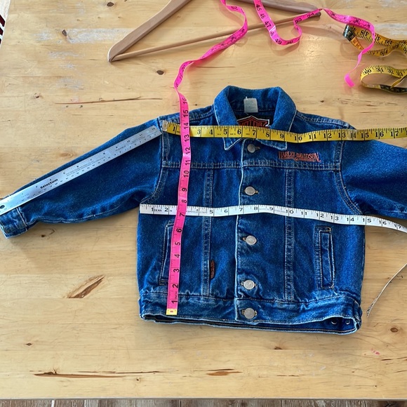 Harley Davidson, Vintage Eagle embroidered kids denim jacket, Size 4 - Picture 7 of 9